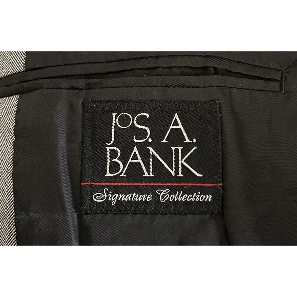 Jos A Bank Signature Collection 50R Gray Pinstriped Silk Wool Blend Suit Jacket
